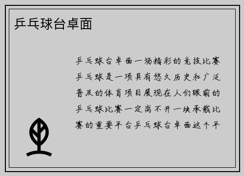 乒乓球台卓面