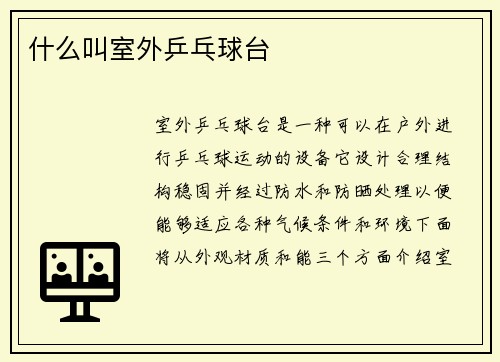 什么叫室外乒乓球台