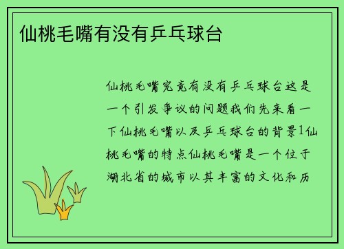 仙桃毛嘴有没有乒乓球台