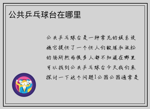 公共乒乓球台在哪里