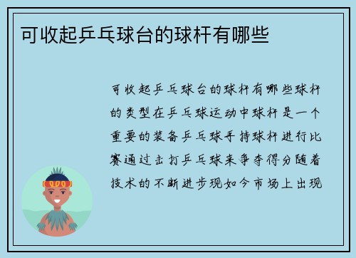 可收起乒乓球台的球杆有哪些